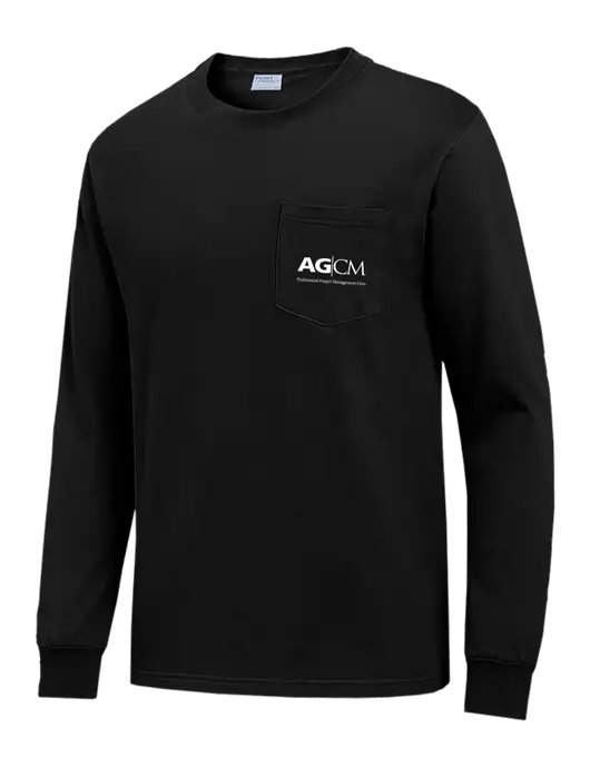 Black Long Sleeve Heavyweight 6.1 oz Pocket T-Shirt w/AG|CM Logo