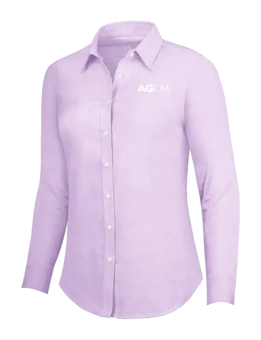Soft Purple Womens SuperPro Oxford Shirt w/AG|CM Logo