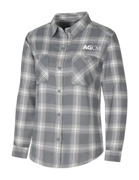 Womens Medium Grey/Cream Plaid Flannel Shirt w/AG|CM Logo