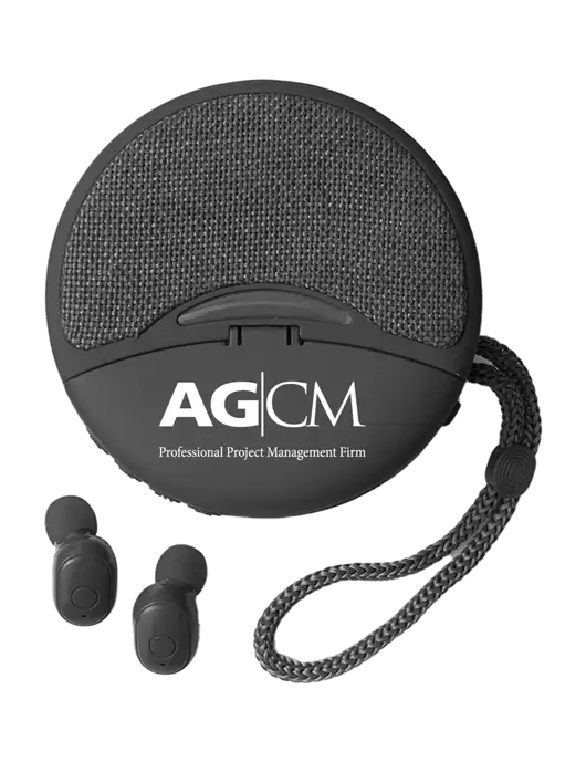 Duo Black Wireless Earbuds & Speaker w/AG|CM Logo