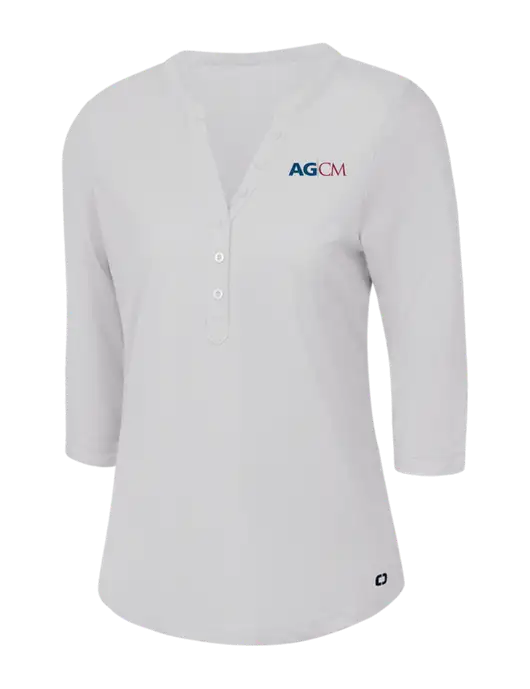 OGIO Bright White Jewel Henley w/AG|CM Logo