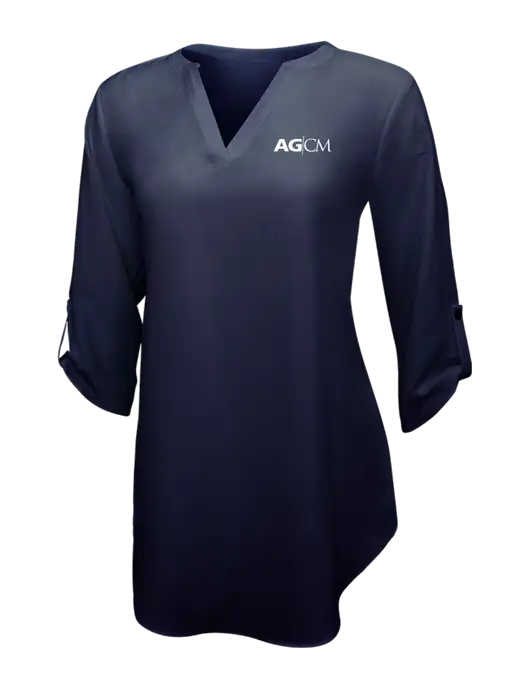 Navy Womens 3/4 Sleeve Tunic Blouse w/AG|CM Logo