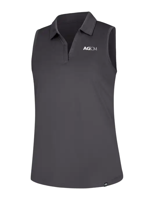 TravisMathew Womens Dark Medium Grey Coto Performance Sleeveless Polo w/AG|CM Logo