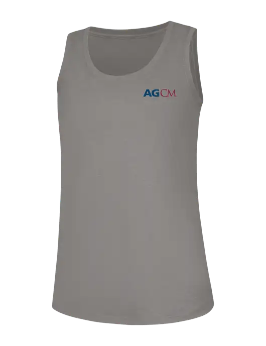 Womens Light Grey Frost Perfect Tri Racerback Tank w/AG|CM Logo