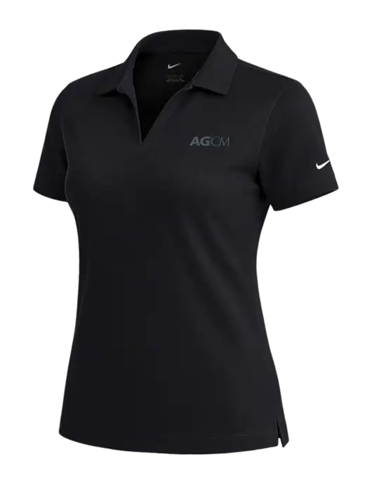 NIKE Black Womens Dri-Fit Micro Pique Polo w/AG|CM Logo