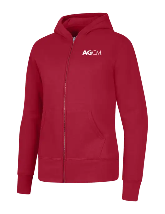 Red Womens Core Fleece Full-Zip Hooded Sweatshirt w/AG|CM Logo