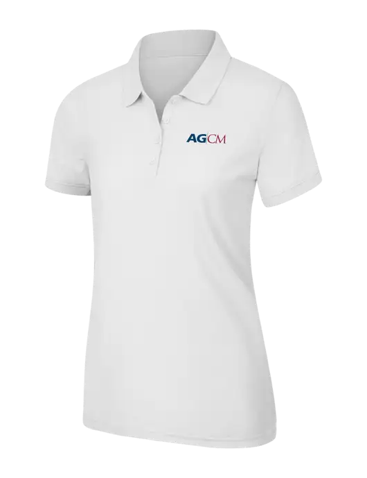 White Womens Core Classic Pique Polo w/AG|CM Logo