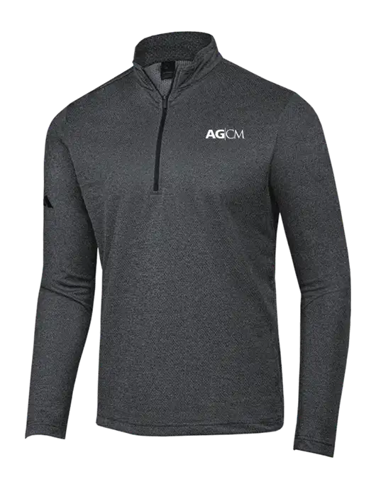 Adidas Black Melange Space Dyed Quarter-Zip Pullover w/AG|CM Logo