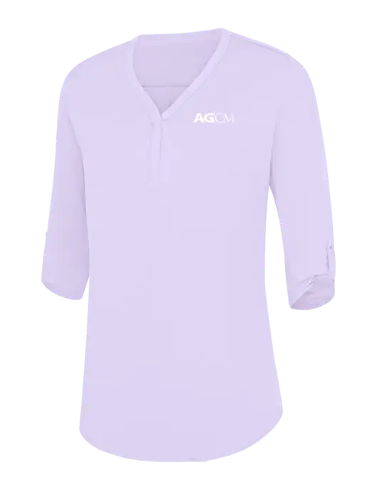 Womens Very Light Purple City Stretch 3/4-Sleeve Tunic w/AG|CM Logo