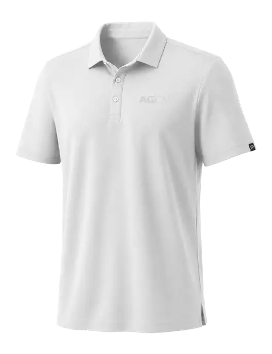 TravisMathew White Coto Performance Polo w/AG|CM Logo