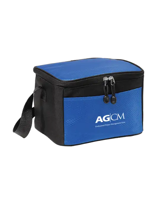 6 Can Twilight Blue/Black Cube Cooler w/AG|CM Logo