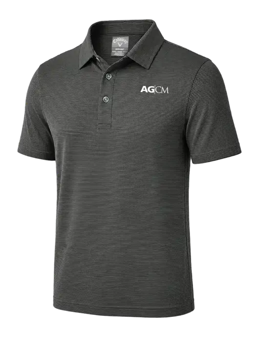Callaway Black Fine Line Stripe Polo w/AG|CM Logo