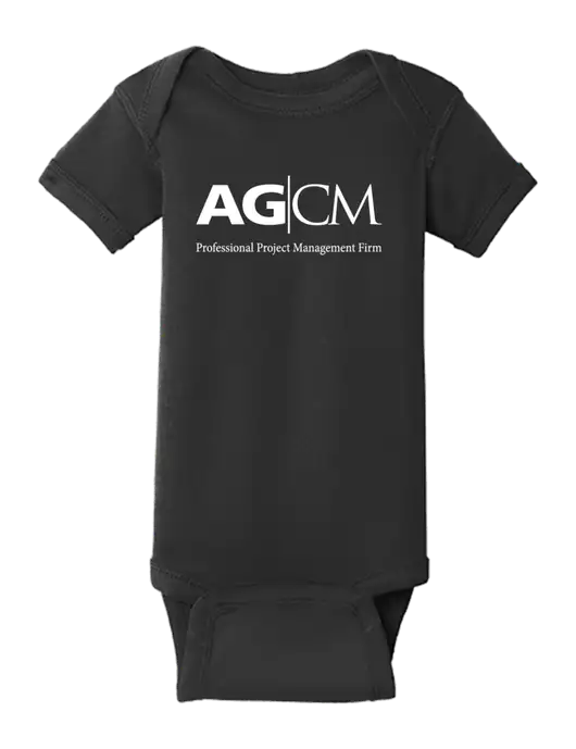 Rabbit Skins Black Infant Short Sleeve Baby Rib Bodysuit w/AG|CM Logo