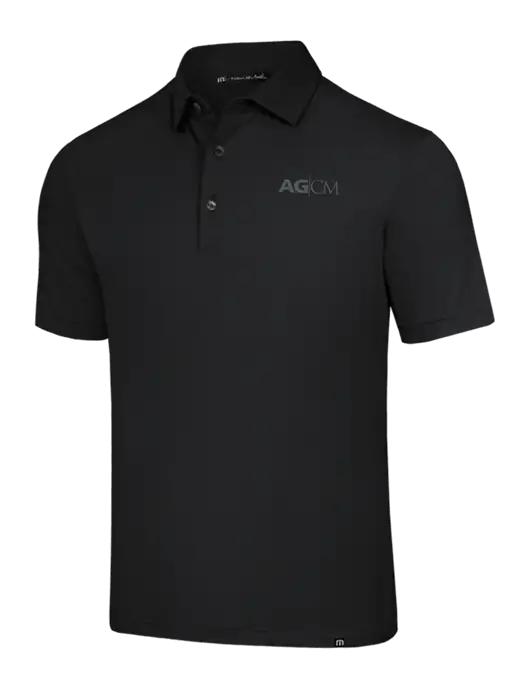 TravisMathew Black Glenview Solid Polo w/AG|CM Logo