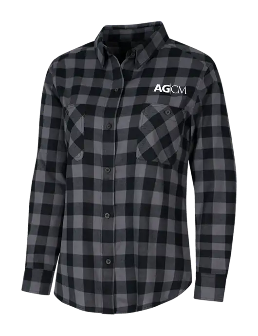 Womens Medium Grey/Black Buffalo Check Plaid Flannel Shirt w/AG|CM Logo