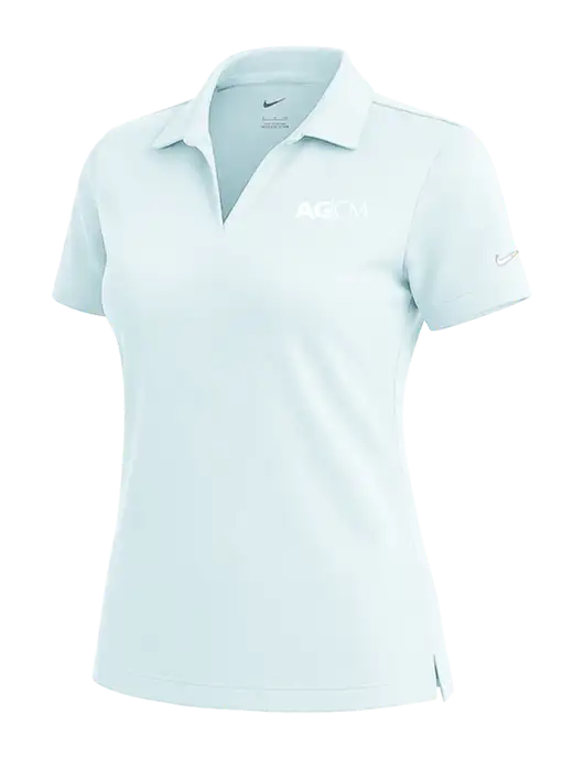 NIKE Very Light Blue Womens Dri-Fit Micro Pique Polo w/AG|CM Logo