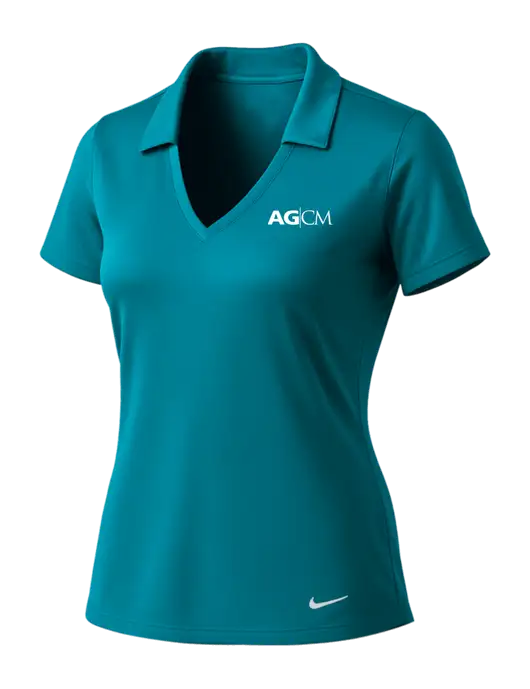 NIKE Dark Teal Womens Dri-Fit Vertical Mesh Polo w/AG|CM Logo