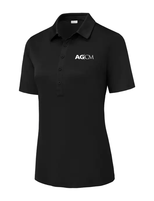 Black Womens Posi-UV Pro Polo w/AG|CM Logo