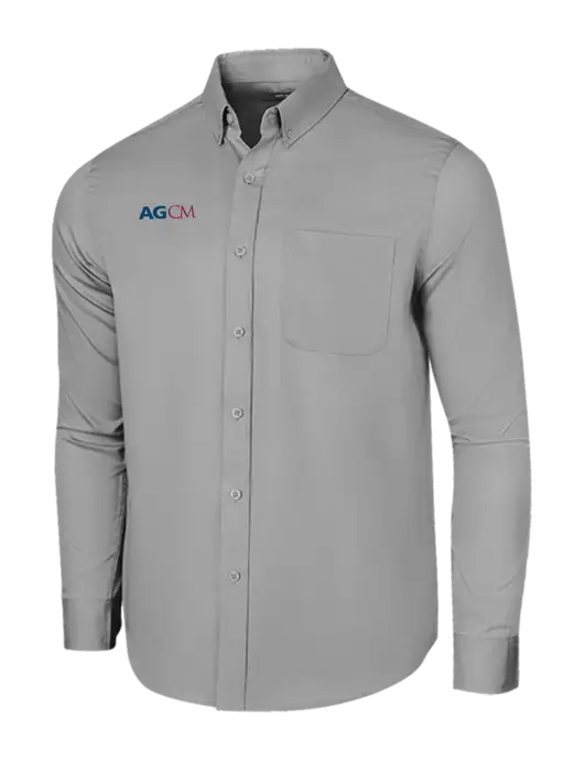 Long Sleeve Light Grey Superpro React Twill Shirt w/AG|CM Logo