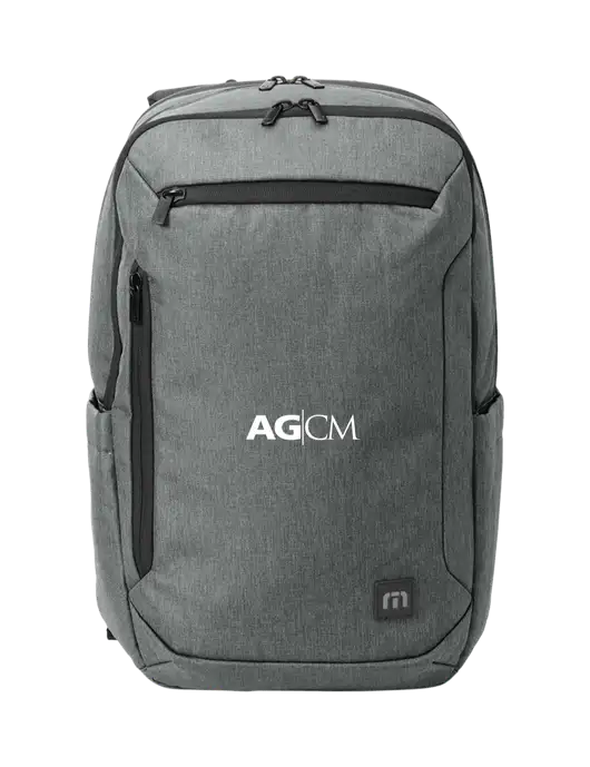 TravisMathew Medium Grey Heather Duration Backpack w/AG|CM Logo