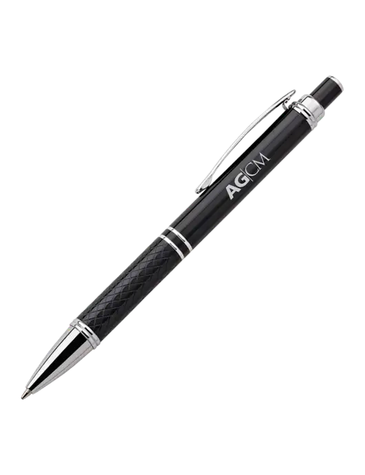 Black Stellar Scribe Pen - Black Ink w/AG|CM Logo