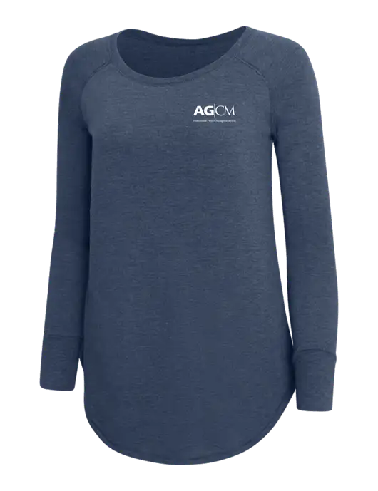 Womens Perfect Wide Collar Tunic Tri-Blend Navy Frost 4.5 oz T-Shirt w/AG|CM Logo
