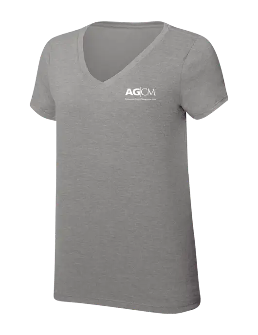 Womens Simply Soft V-Neck Grey Frost 4.5oz  Poly/Combed Ring Spun Cotton T-Shirt w/AG|CM Logo