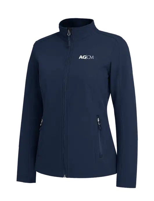 Navy Womens Core Soft Shell Jacket w/AG|CM Logo