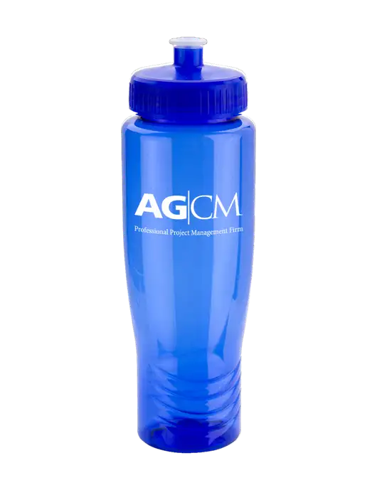 Roam Blue 28 oz Eco-Polyclear Bottle with Push Pull Lid w/AG|CM Logo