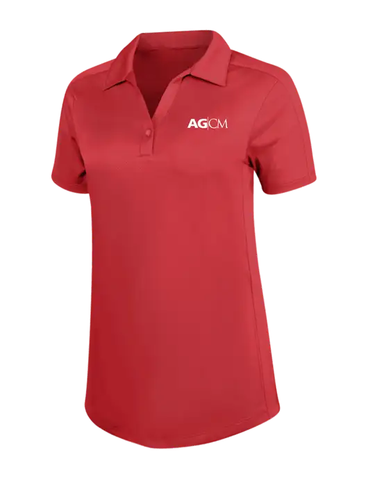 Womens Red Diamond Jacquard Polo w/AG|CM Logo