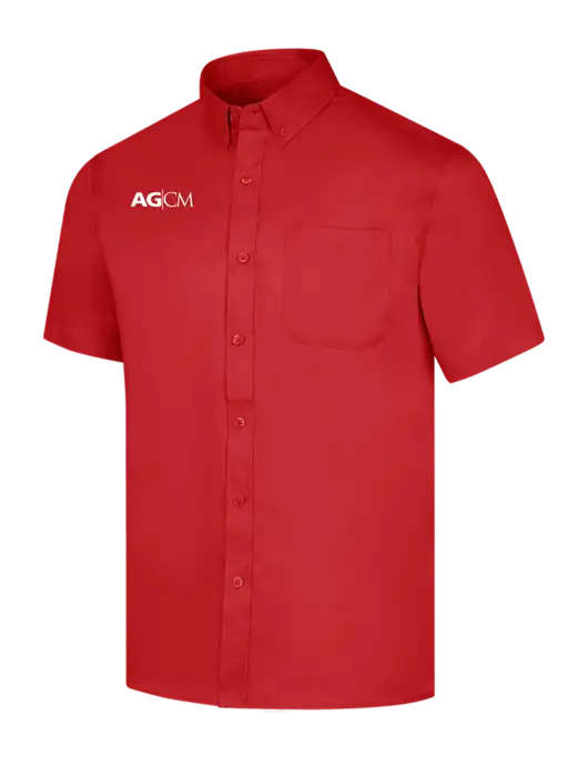 Short Sleeve Red Superpro React Twill Shirt w/AG|CM Logo