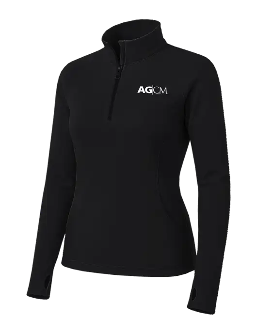 Womens Black Sport Wick Stretch 1/4 Zip Pullover w/AG|CM Logo