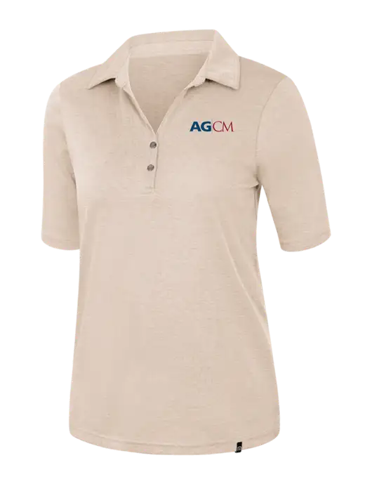TravisMathew Womens Light Tan Heather Sunsetters Polo w/AG|CM Logo
