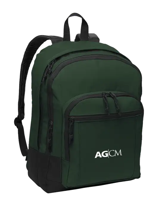 Dark Green Essential Backpack w/AG|CM Logo