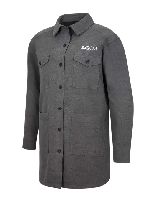 Mercer+Mettle Womens Medium Grey Heather Long Sleeve Twill Overshirt w/AG|CM Logo
