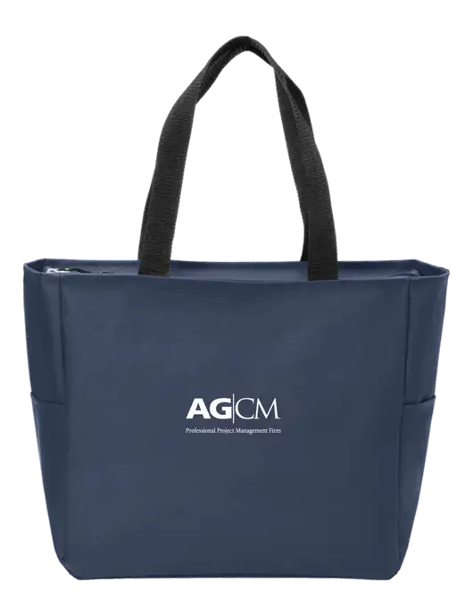 Everyday Navy Zip Tote  w/AG|CM Logo