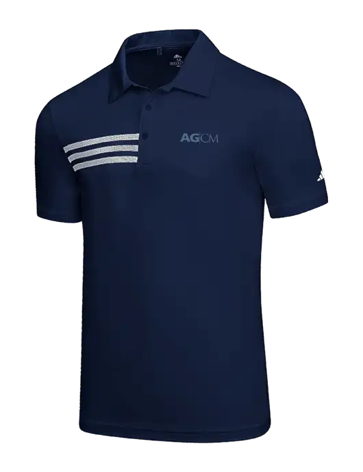 Adidas Navy 3 Stripes Chest Polo w/AG|CM Logo