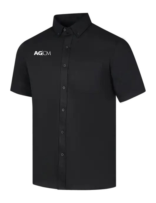 Short Sleeve Deep Black Superpro React Twill Shirt w/AG|CM Logo