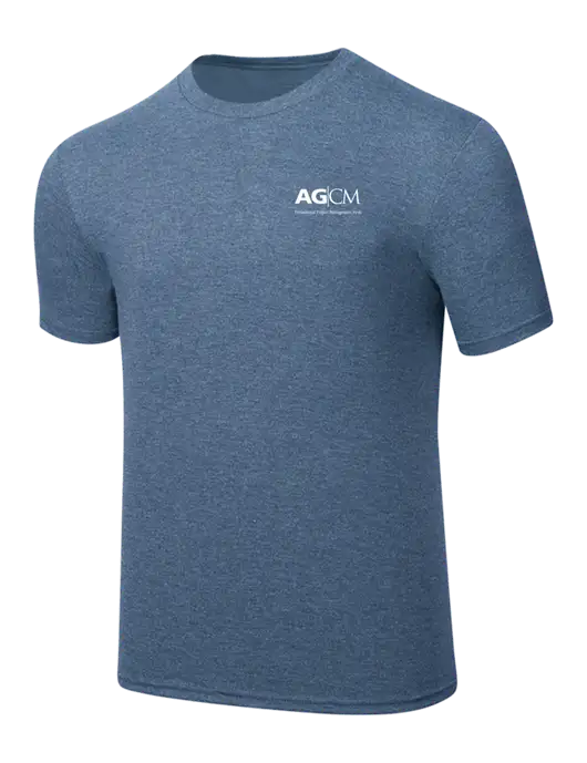 Simply Soft Light Slate Blue Heathered 4.5oz  Poly/Combed Ring Spun Cotton T-Shirt w/AG|CM Logo