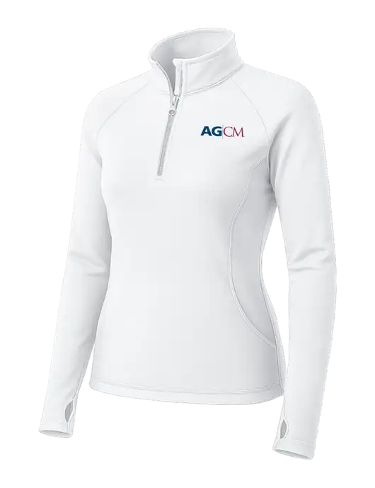 White Womens Sport Wick Stretch 1/4 Zip Pullover w/AG|CM Logo