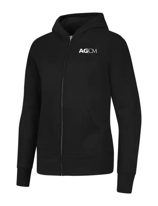 Jet Black Womens Core Fleece Full-Zip Hooded Sweatshirt w/AG|CM Logo