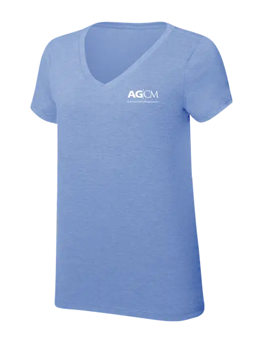 Womens Simply Soft V-Neck Maritime Frost 4.5oz  Poly/Combed Ring Spun Cotton T-Shirt w/AG|CM Logo