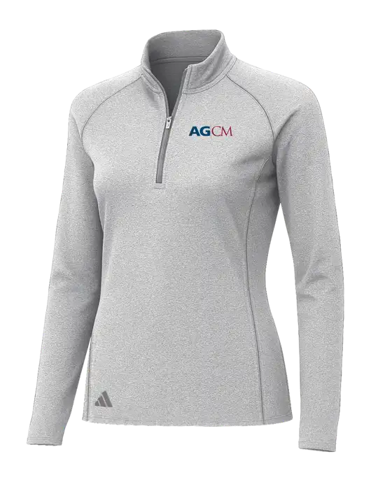Adidas Womens Light Grey Heather Space Dyed Quarter-Zip Pullover  w/AG|CM Logo