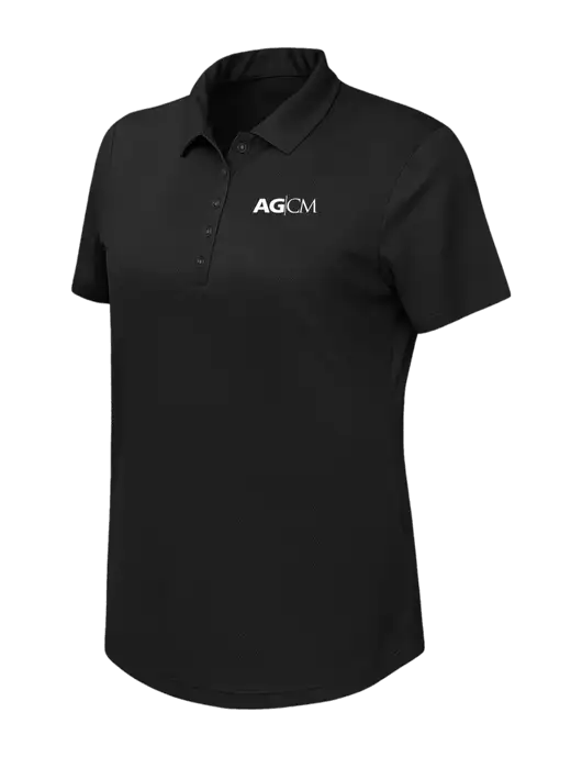 Callaway Womens Birdseye Black Polo w/AG|CM Logo