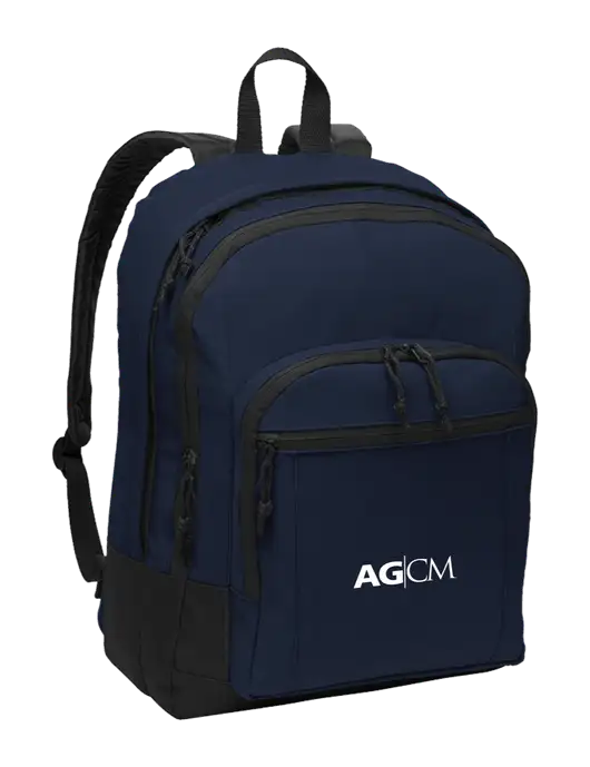 Navy Essential Backpack w/AG|CM Logo