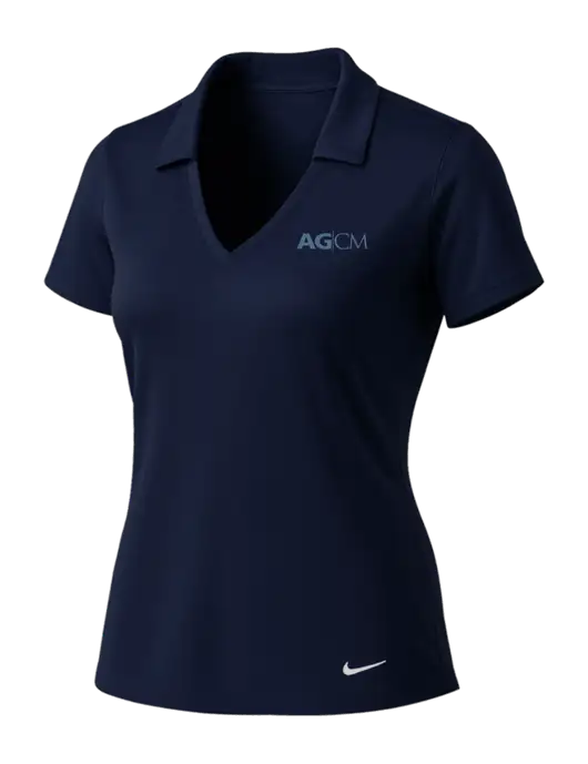 NIKE Dark Navy Womens Dri-Fit Vertical Mesh Polo w/AG|CM Logo