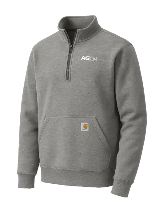 Carhartt Medium Heather Grey Midweight 1/4-Zip Mock Neck Sweatshirt w/AG|CM Logo
