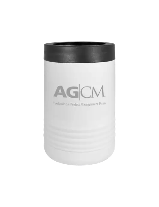 Polar Camel 12 oz Powder Coated White Vacuum Insulated Beverage Holder w/AG|CM Logo