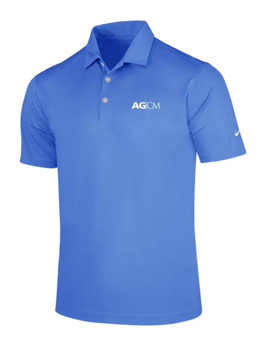 NIKE Light Royal Blue Dri-Fit Vertical Mesh Polo w/AG|CM Logo