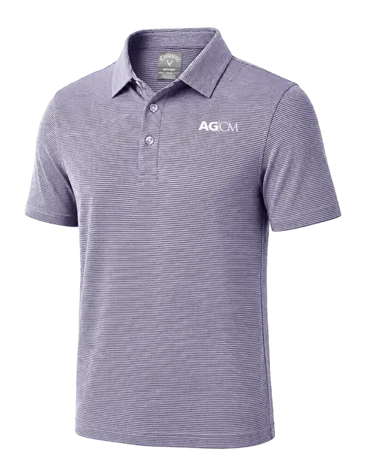 Callaway Navy Fine Line Stripe Polo w/AG|CM Logo